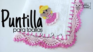 Puntilla para toallas de mano 🧶  borde para toalla a crochet  paso a paso  FÁCIL [upl. by Eatnuhs874]