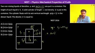 Two nonmixing liquids of densities ρ and nρ  n 1  are put in a container The height of [upl. by Llemij]