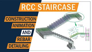 Stairs reinforcement  stairs rebar detailing  3d animation of stairs  Greyspace [upl. by Enymzaj564]