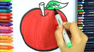 Manzana Dibujos para colorear 🍎 Cómo dibujar Manzana  Aprender a colorear [upl. by Llewon]