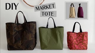 DIY  Market Tote turn one piece of fabric into this gorgeous bag Super easy Beginner friendly [upl. by Godfrey606]