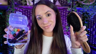 ASMR  Playing With Your Hair layered sounds hair brushing clipping scalp scratching [upl. by Enner899]