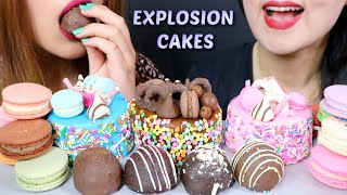 ASMR MINI EXPLOSION CAKES  CHOCOLATE CAKE TRUFFLES  MACARONS 리얼사운드 먹방  KimampLiz ASMR [upl. by Ferreby]