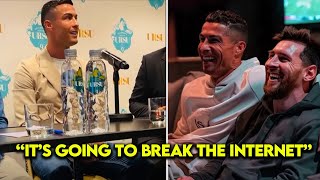 Cristiano Ronaldo teases Messi as his next guest on his Channel 👀 [upl. by Hakceber]