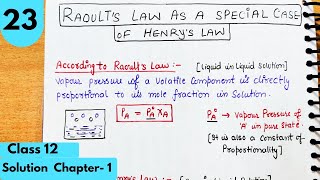 Raoults Law as a special case of Henrys Law Solution Chapter1 Class12 Chemistry neet cbse jee [upl. by Etti]