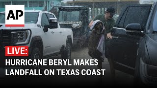 LIVE Hurricane Beryl makes landfall on the Texas coast near Matagorda [upl. by Ellehsor]