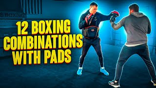 12 Boxing Combinations With Pads With Explanations For Each Punch Sequence [upl. by Akilam676]