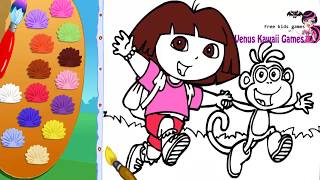 Dora The Explorer Dora and Boots Coloring Game for Children [upl. by Onaicul99]