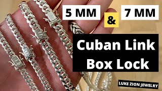 5mm amp 7mm Silver Box Lock Cuban Link Chain [upl. by Wolfgram]