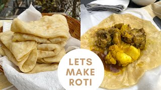 LETS MAKE ROTI  curry chicken  chickpeaPotato  Dosti roti [upl. by Notsirb]