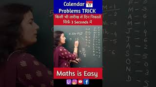 Calendar trick  Kisi bhi date se din nikale  Calendar Reasoning Trick for SSC cglchslshorts yt [upl. by Yetnruoc]