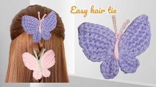 Crochet Tutorial Step by Step Making Butterfly Hair Tie Tamil [upl. by Hickie]