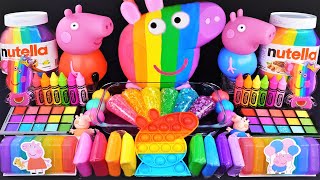 Peppa pig Rainbow Slime Mixing Random Cuteshiny things into slime ASMR Satisfyingslimevideo 슬라임 [upl. by Hoagland]