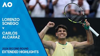 Lorenzo Sonego v Carlos Alcaraz Extended Highlights  Australian Open 2024 Second Round [upl. by Enilorac]