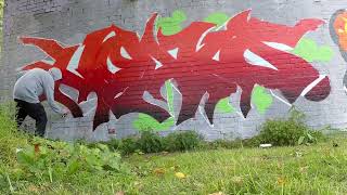 Graffiti Painting HOAKS freestyle quick piece [upl. by Ettezzus]