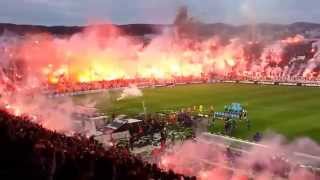 Amazing Pyro Show  Fireworks  PAOK Saloniki vs Olympiakos Piräus 16042014 [upl. by Bendick868]