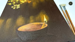 How to paint an EARTHEN LAMP DIYA Acrylic paintingStep by step [upl. by Aropizt]