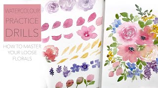 Watercolour DRILLS And Practice Strokes To Help Master Your Loose Florals [upl. by Stephanus]