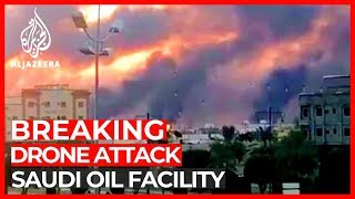 Drones hit 2 Saudi Aramco oil facilities causes fires [upl. by Alleuol]