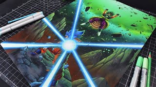 EPIC FIGHT Drawing GOKU SSj Blue vs Ikari BROLY  4K [upl. by Gauldin655]