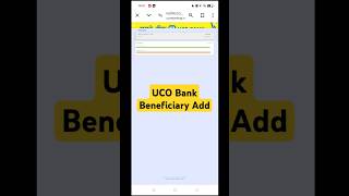 UCO Bank Beneficiary Add  uco beneficiary shorts ytshorts [upl. by Yentirb]