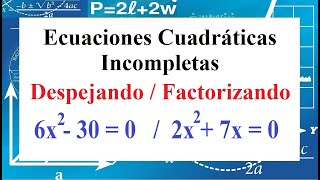 Cómo resolver ecuaciones cuadráticas incompletas [upl. by Fleck550]