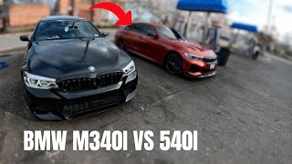 Modified BMW 540i vs Modified M340i Intense Drag and Roll Race [upl. by Ylimme]