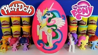 GIANT PRINCESS CELESTIA Surprise Egg Play Doh My Little Pony Toys Lalaloopsy F [upl. by Aible]