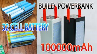 Build A Power Bank Using 32Cell Old 18650 Battery  100000mAh with Led light [upl. by Beacham]