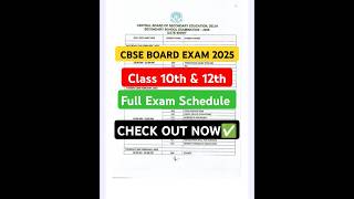 Cbse date sheet 2025cbse 10th amp 12th exam schedule 2025 [upl. by Ennagrom]