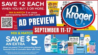 MEGA SALE Kroger Ad Preview for 911917  Buy 3 or More Save 2 Each Mega Beauty Event amp MORE [upl. by Arataj574]