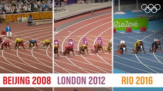 ALL Usain Bolt 🇯🇲100m Finals at the same time [upl. by Schuler]