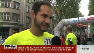 Braderie de Lille 2014  Mehdi Baala tente le 10km à reculons [upl. by Shoshana]