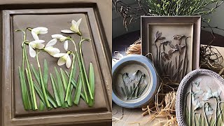 Making Botanical Plaster Casts in FramesFull Process How to Make BasRelief Botanical Casting Art [upl. by Anneirb548]