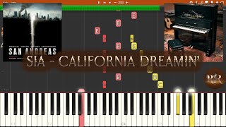 Sia  California Dreamin San Andreas OST Piano Solo Tutorial Synthesia [upl. by Shreeves]