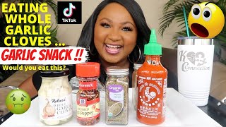 TIKTOK VIRAL FOOD TREND  PICKLED GARLIC SRIRACHA SNACK [upl. by Doro]