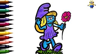 The Smurfette  How To Draw Smurfette  The Smurf  Papa Smurf  Easy Drawing  The Smurf Drawing [upl. by Pauiie526]