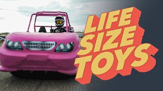 Life Size Toys Pastrana Races a Barbie Car [upl. by Karlow441]