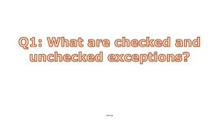 1 Java  Exception handling  What are checked and unchecked exceptions [upl. by Nojid749]