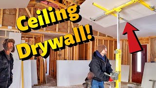 How To Install Ceiling Drywall Using A Drywall Lift [upl. by Sosthina]