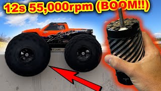 50 Volt GIANT motor 55000rpm Traxxas XMaxx RC Car  too much POWER [upl. by Malena414]