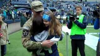 Soldier Homecoming surprise on Veterans Day at Seahawks Game [upl. by Annaed]