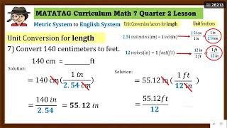 MATATAG GRADE 7 Q2 MATHEMATICS👉Conversion Units of Length in both Metric System and English System [upl. by Isoj250]