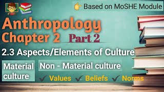 Anthropology Chapter 2  Part 2  AspectsElements of Culture MaterialNon Material culture [upl. by Eenehs]