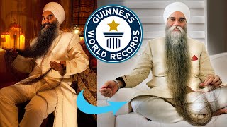 Remeasuring The Worlds Longest Beard  Guinness World Records [upl. by Anahs]