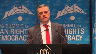 Markus Löning Chair of LIHR Committee addresses the 2015 Geneva Summit for Human Rights [upl. by Salocin651]