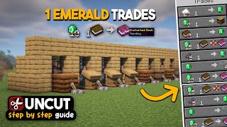 UNCUT TUTORIAL EASIEST Villager Trading Hall  ALL TRADES 1 EMERALD  Minecraft Java amp Bedrock [upl. by Secnirp189]