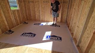 Adding an extra plywood layer to the shed floor for added strength [upl. by Naniac]