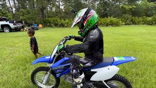 8 YEAR OLD RIDES HIS YAMAHA TTR110 GAS DIRTBIKE [upl. by Eemaj]