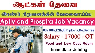 💥 Chennai Job Vacancy 2024 TamilAptiv amp ProspiraFood with RoomChennai Jobs Today Openings [upl. by Ansela]